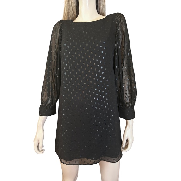 Lilly Pulitzer Silk Maisel Dress Silver Metallic Sparkle Dotted Blouson Sleeve - Picture 3 of 16